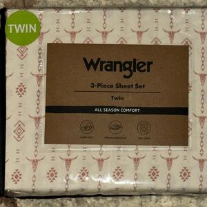 NEW Wrangler Pink Steer Head/Aztec Western 3-Piece Twin Sheet Set